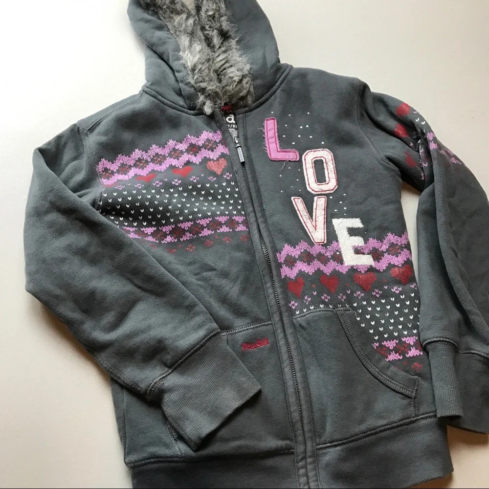 Mudd XS/S Hoodie Sweatshirt Girls Grey